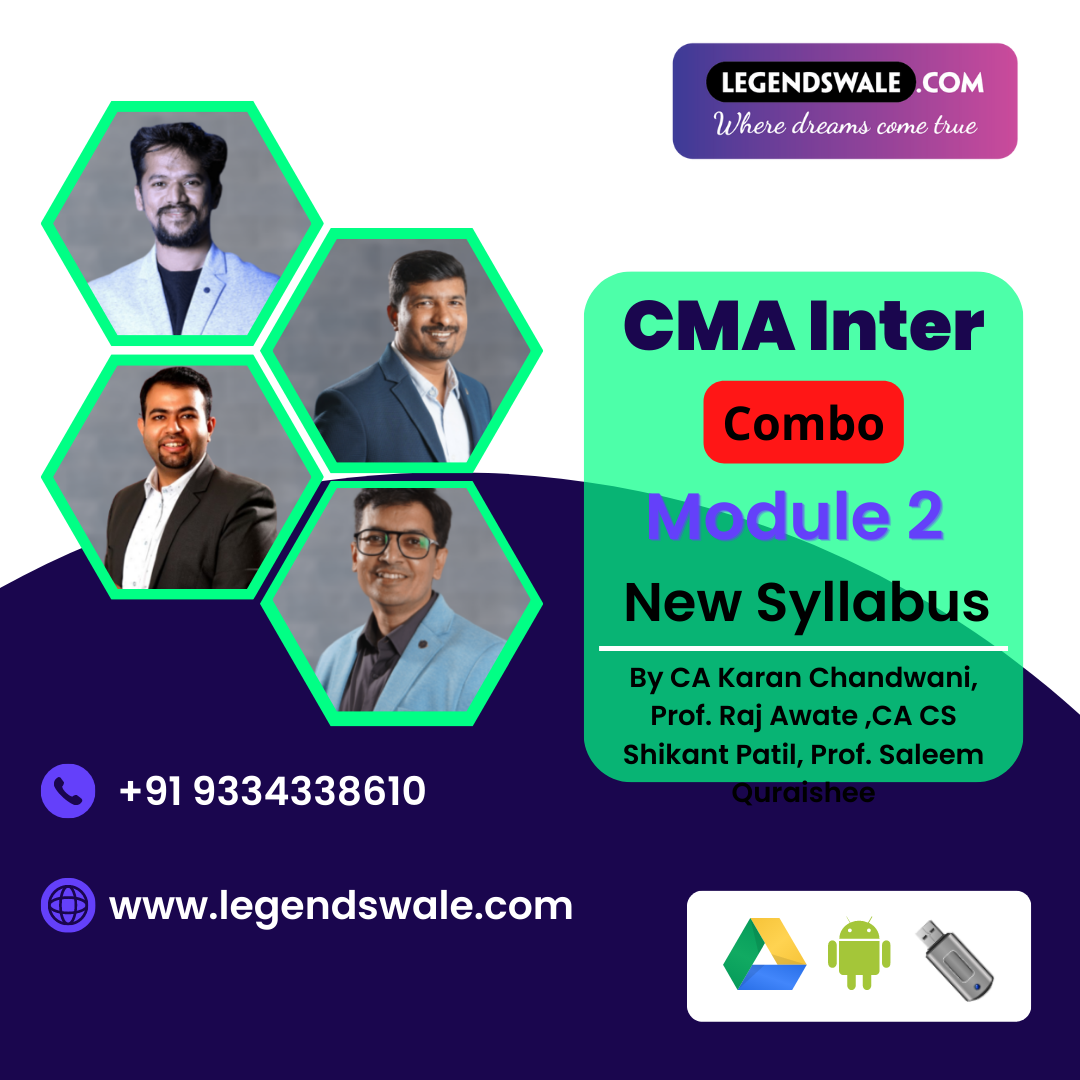 CMA INTER Group 2 (New Syallbus) Operation Management & Strategic Management+Financial Mangement+Management Accounting(Costing)+Company Accounts By CA Karan Chandwani, Prof. Raj Awate ,CA CS Shikant Patil, Prof. Saleem Quraishee